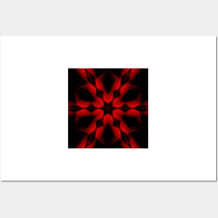 red hexagonal floral fantasy kaleidoscopic design Posters and Art